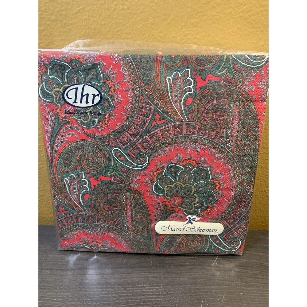 Vintage Hallmark Beverage Size & IHR Lunch Napkins Floral Red Colorful Set